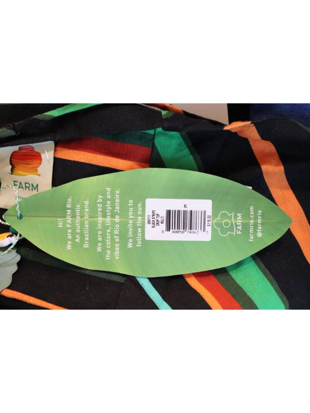 Farm Rio NWT Striped Multi-Color Crop Top, Size XL - Picture 5 of 5